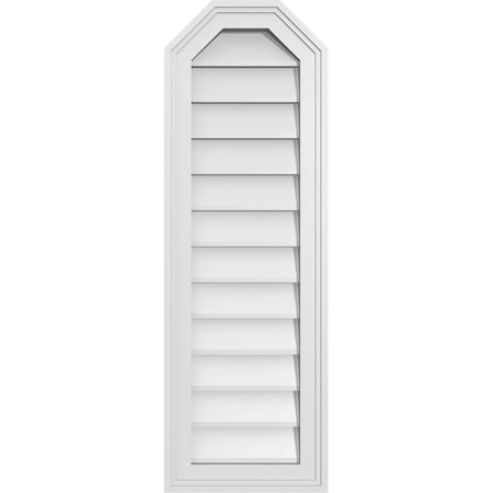 Ekena Millwork Octagonal Top Surface Mount PVC Gable Vent w/ 2"W x 1-1/2"P Brickmould Frame, 12"W x 36"H GVPOT12X3602SN